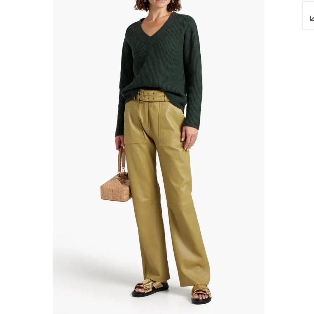 Vince shaker Women's Dark Green ribbed wool/cashmere V-Neck Sweater